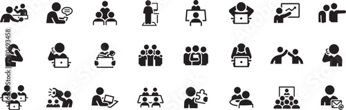 Corporate Teamwork and Management Icon Set – Business, Company, Employees, Structure, Leader, Office, HR, Planning, Strategy, Manager, People, Group, Work, Staff, Icon