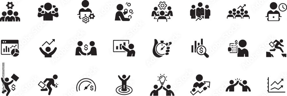 Fototapeta premium Digital Marketing and Communication Icon Set – SEO, Analysis, Email, Target, Network, Promotion, Strategy, Computer, Stats, Monitor, Marketing, Communication, Planning, Icon