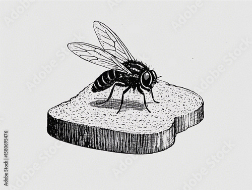 a fly really enjoys walking on the edge of toast.