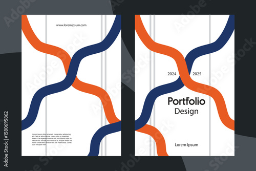 Navy and Orange Ribbon Curve Portfolio Cover