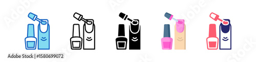 Nail Polish Multiple Style Icon Set Collection. 