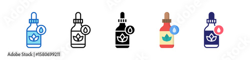 Essential Oil Multiple Style Icon Set Collection. 