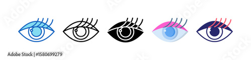 Eyelash Multiple Style Icon Set Collection. 