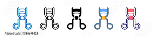 Eyelash Curler Multiple Style Icon Set Collection. 