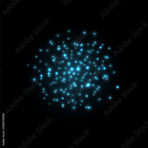 Realistic firecracker, fireworks exploding, vector blue explosions, festive blur sparks, pyrotechnics burst light effect