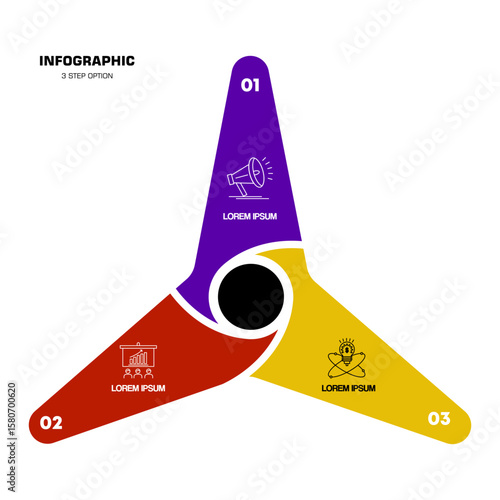 Vector triangle element for infographic. Template for cycling diagram, graph, presentation. Business concept with 3 options, parts, steps or processes.