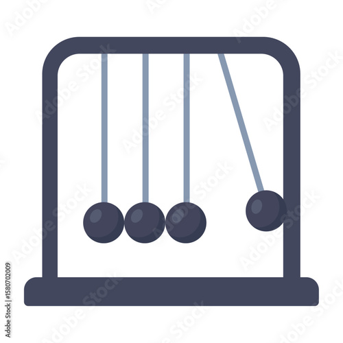 Newton's cradle physics concept. Kinetic energy transfer. Office desk balance toy.