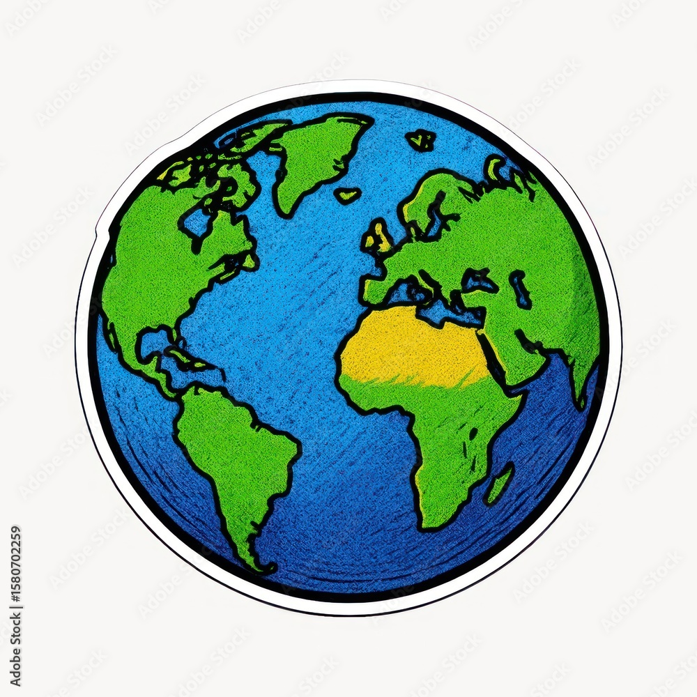 Colorful hand-drawn Earth illustration. Colorful hand-drawn Earth illustration.