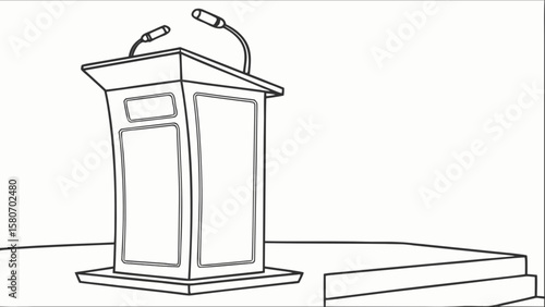 Podium speech presentation stage microphone public speaking lecture conference event illustration vector design