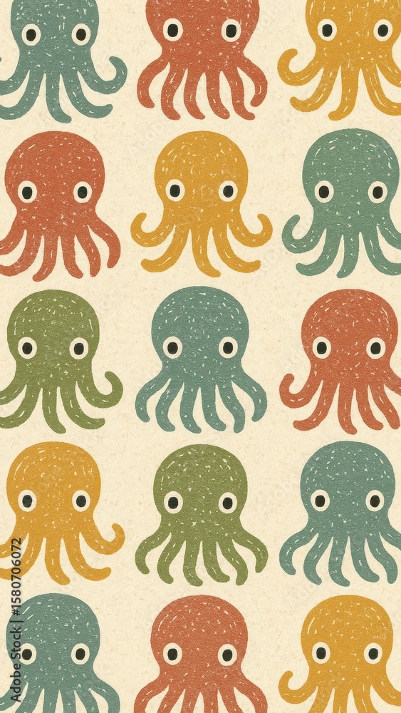 Obraz premium Colorful octopus pattern wallpaper.
