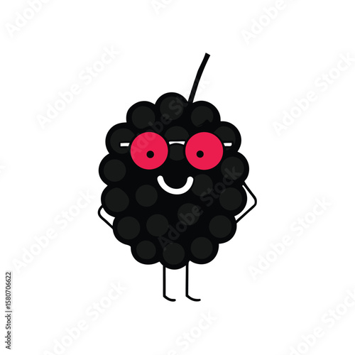 blackberry with glowing red glasses  small smirk  