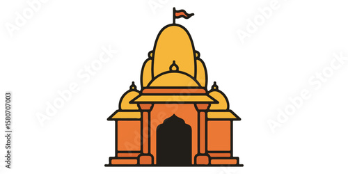 hanuman temple icon, hanuman jayanti flat Vector illustration, Indian cultural icon