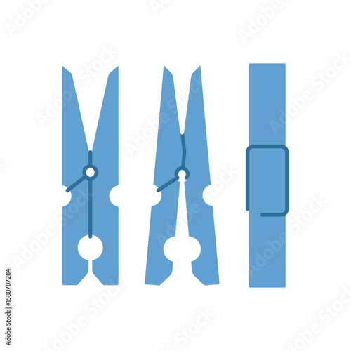 Blue Clothes Pin Vector Illustration