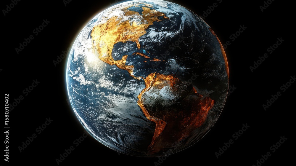 Obraz premium Glowing Earth: A Cosmic View