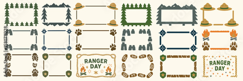 Ranger Day Frame Set with Camping and Nature Themed Borders