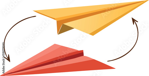 Isolated paper airplane origami vector illustration for concepts of flight, travel, and freedom