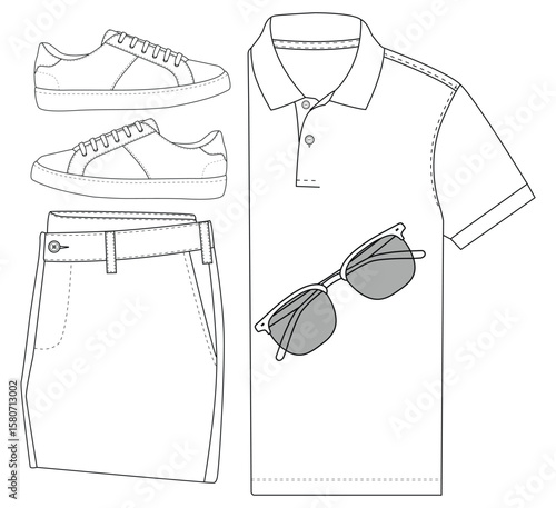 men's polo shirt casual wear outfit vector illustration
