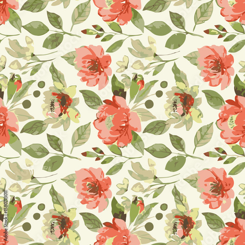 Art vintage abstract floral watercolors effect pattern