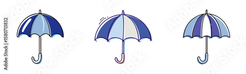 Blue Umbrellas icons symbolizing protection from weather elements 