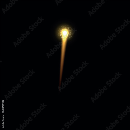 Fireworks salute bang, star or meteorite glow, vector realistic yellow explosion firecracker burst, pyrotechnic fire