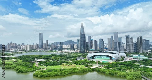 Shenzhen Talent Park Complex showcases vibrant urban landscape with green spaces and skyline