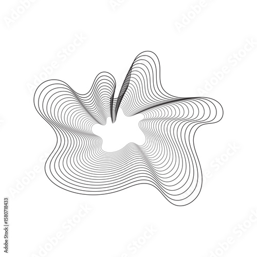 Wave Organic Shape Abstract Lines. Sound Wave Pattern. Music Pulse Effect icon. Vector illustration. isolated on white and black background. EPS 10