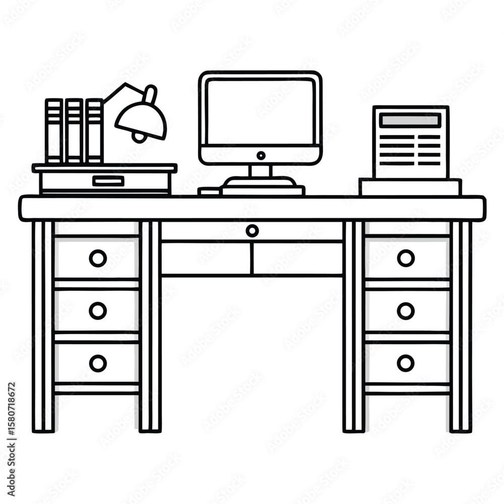office desk outline silhouette vector office desk outline silhouette vector