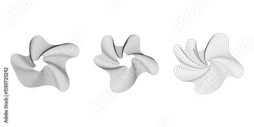 Abstract contour shapes. Natural texture lines. Vector outline illustration bundle.