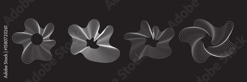Abstract contour shapes. Natural texture lines. Vector outline illustration bundle.