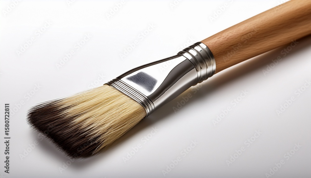 close up of a single isolated paintbrush with soft bristles placed on a clean white background close up of a single isolated paintbrush with soft bristles placed on a clean white background