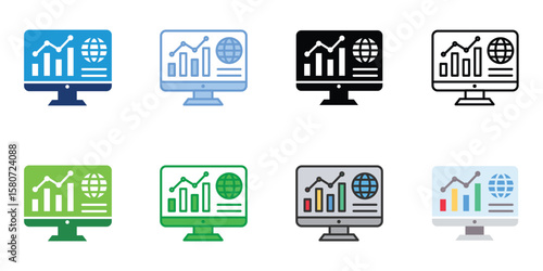Website Traffic Icons Set Vector Multiple Style Collection