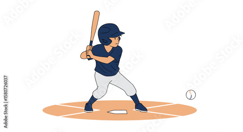 Young athlete ready to hit the baseball in a game of baseball on a sunny day