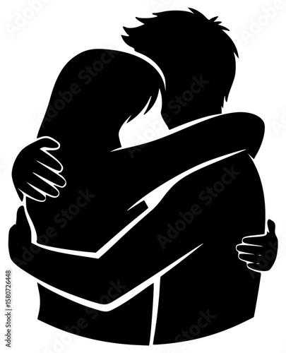friendship illustration hand silhouette together logo bracelet icon smilling outline faces love laughter global connected people help holding partnership shape for vector graphic background