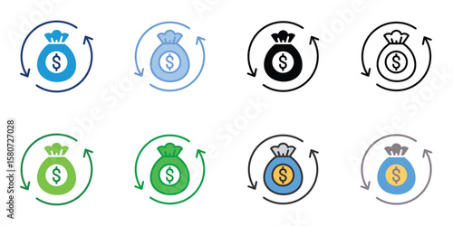 Return on Assets Icons Set Vector Multiple Style Collection