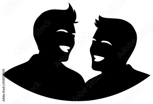 friendship illustration hand silhouette together logo bracelet icon smilling outline faces love laughter global connected people help holding partnership shape for vector graphic background