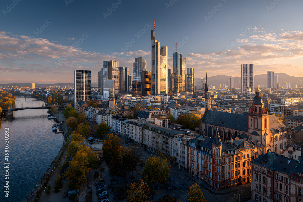 Obraz premium panorama of Frankfurt am Main with skyscrapers