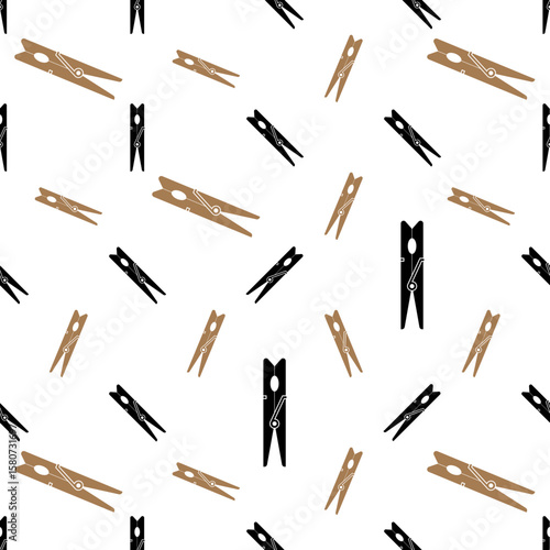 Clothes Peg Seamless Pattern, Clothespin Icon Design
