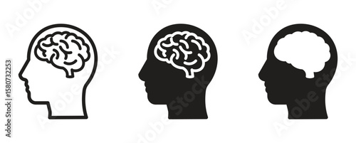 Head with brain symbol vector icon , vector illustration .