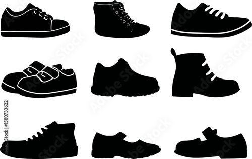 Find your perfect footwear silhouette vector collection of shoe styles and designs