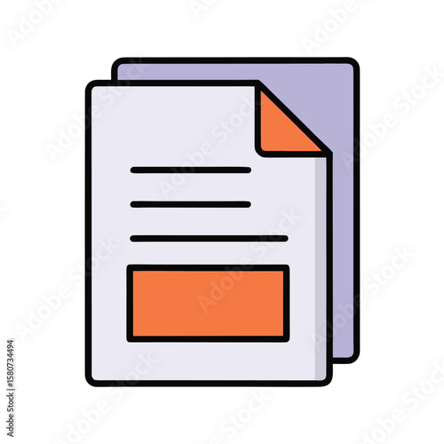 Document pages with text and colored blocks paper lines