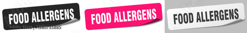 food allergens sticker. food allergens sticker set on white background