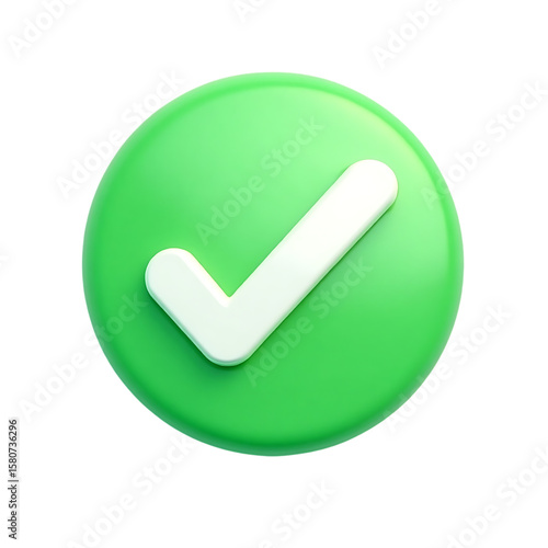 3d green circle with white check mark isolated on transparent background