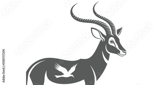 Double Exposure Antelope and Dove Vector – Symbolic Wildlife Silhouette Art