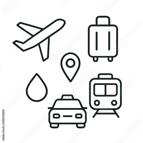 旅行と交通アイコンセット｜Travel and Transport Icon Set