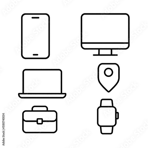 デバイスとビジネスアイコンセット｜Device and Business Icon Set