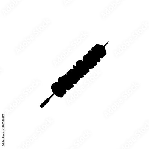 Beef tikka boti on stick silhouette vector flat illustration design.