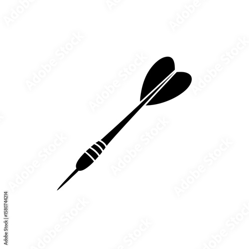 Black silhouette of a single dart with fins on a white background