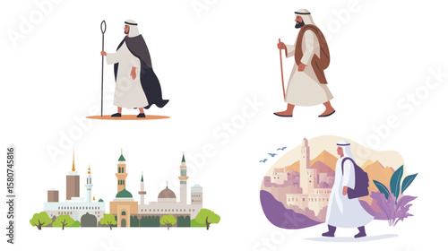 Pilgrim Icon in Mina During Hajj – Islamic Vector Illustration