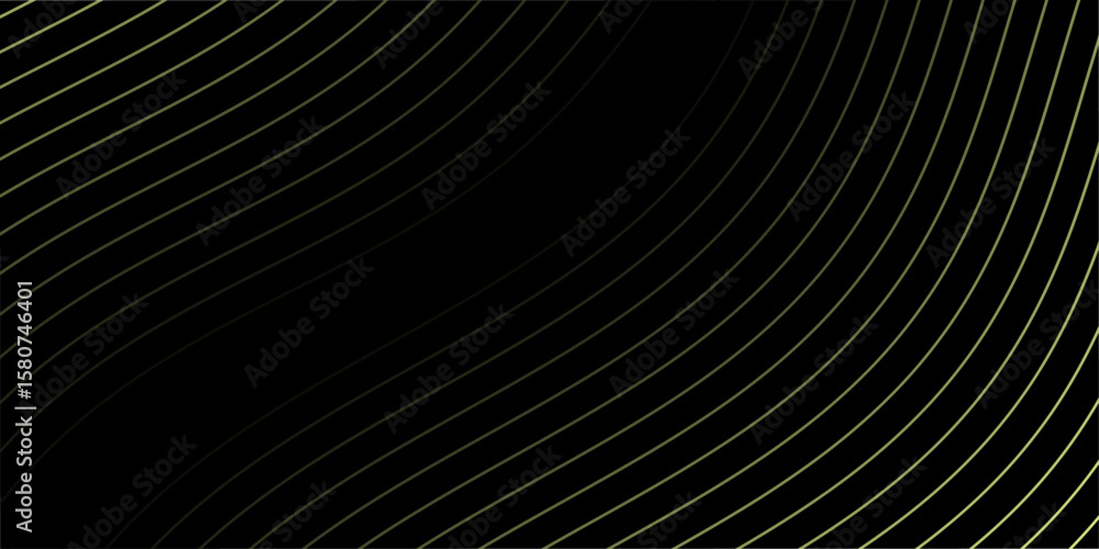 Abstract background with lines and waves. Medium banner size. Element for design isolated on black. Vector background for brochure, booklet, flyer, poster. Green and black gradient Abstract background with lines and waves. Medium banner size. Element for design isolated on black. Vector background for brochure, booklet, flyer, poster. Green and black gradient