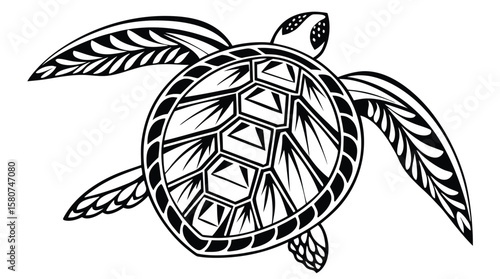 Tribal Turtle Vector – Polynesian Style Sea Turtle Tattoo Design